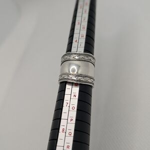 Silver Band Ring with Etched Design